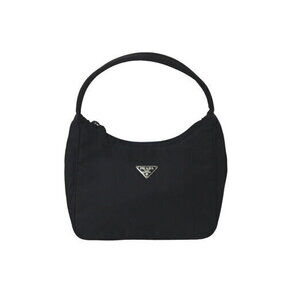 Prada Hobo Handbag One Shoulder Triangle Logo Black